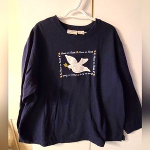 Navy blue holiday edition Peace on earth  top
